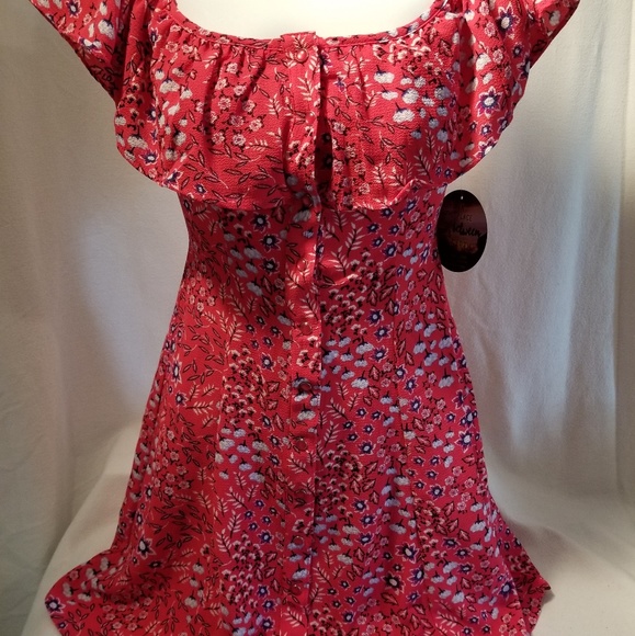 Bebop  Classic Red Floral Print Summer Dress - Picture 3 of 4
